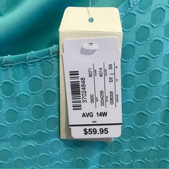 CJ Banks Turquoise Blue Sleeveless Dress Size 14W Brand New With Tags - Picture 2 of 6